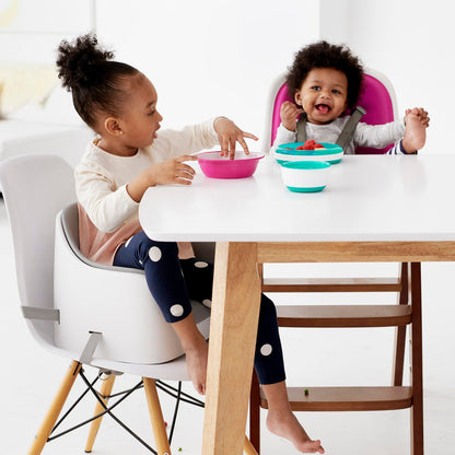 Portable Booster Seat with Straps, Attaches to Dining Table Chair, Removable Washable Cushion