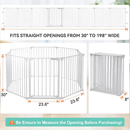 COMOMY 198" Baby Gate Extra Wide, Dog Gate Pet Gate for House Stairs Doorways Fireplace, Adjustable