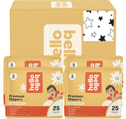 Hello Bello Diapers, Size 3 (14-24 lbs) Superstars - 100 Count Value Pack of Premium Disposable