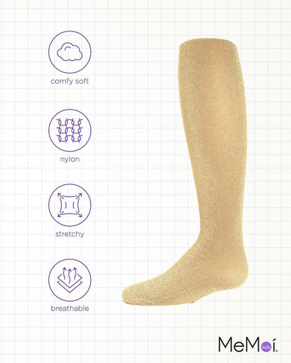 MeMoi Shining Star Shimmer Tights for Girls, Ultra Soft and Lightweight Opaque Girl Tights - Sizes