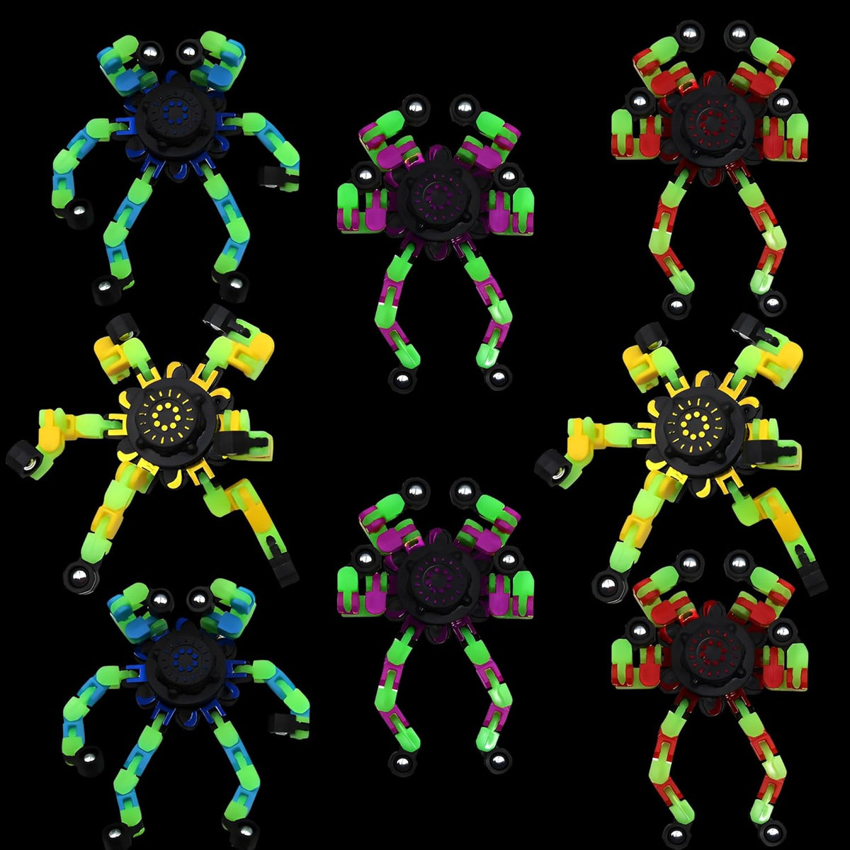 Fidget Spinners, DIY Transformable Chain Robot Finger Spinner, Glow in The Dark Deformable Creative