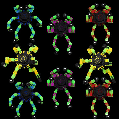 Fidget Spinners, DIY Transformable Chain Robot Finger Spinner, Glow in The Dark Deformable Creative