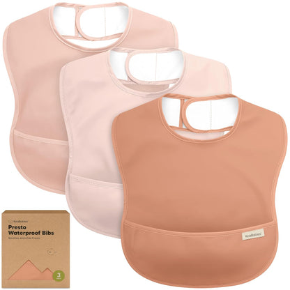 3-Pack Waterproof Baby Bibs for Eating - Lightweight Toddler Feeding Bibs with Large Food Catcher