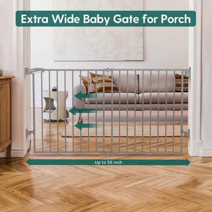 Babelio 31.5-55" No Bottom Bar Baby Gate Extra Wide, 2-in-1 Auto Close Dog Gate for The House