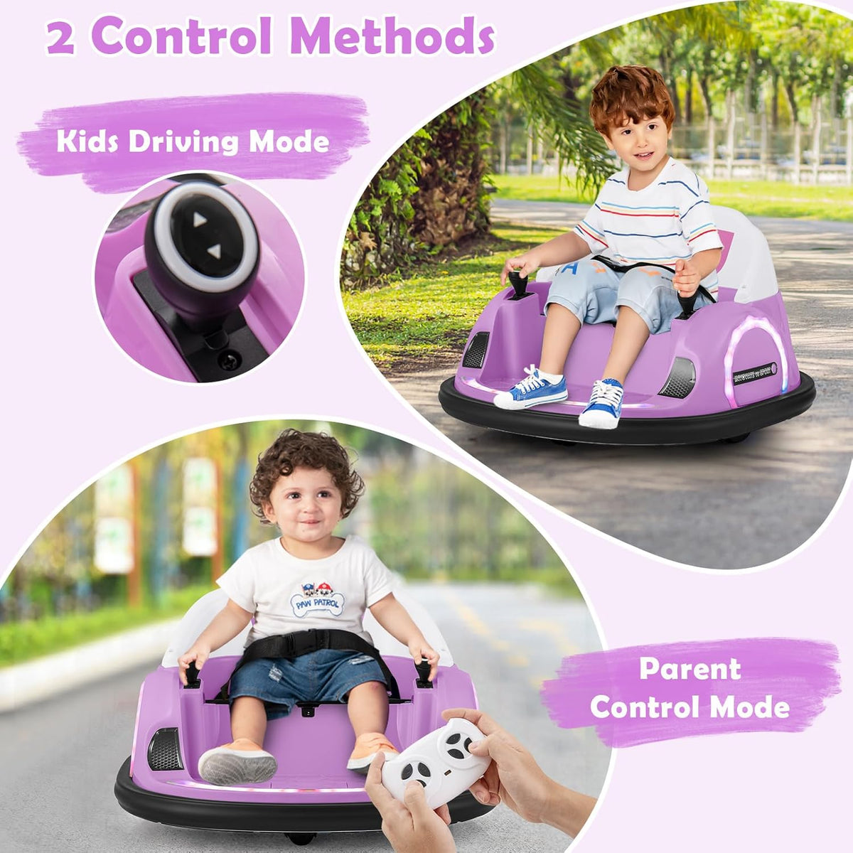 GLACER 12V Bumper Car, Electric Kids Bumper Car w/Parental Remote, 3-Speed, 360°Spin, Music, LED