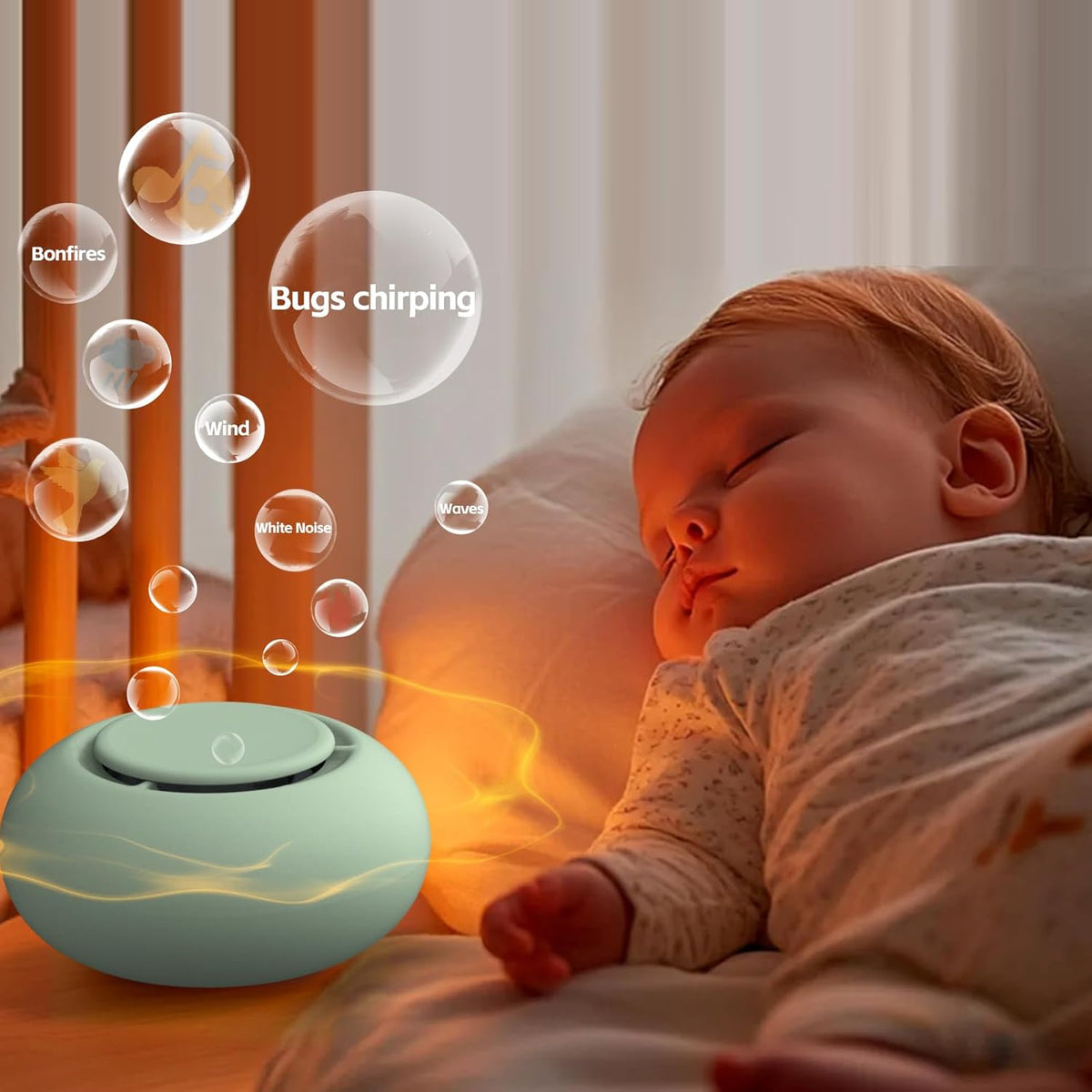 Portable Baby Sound Machine [White Noise for Babies Kids Adults][Sleep Soother][Timer Function][12