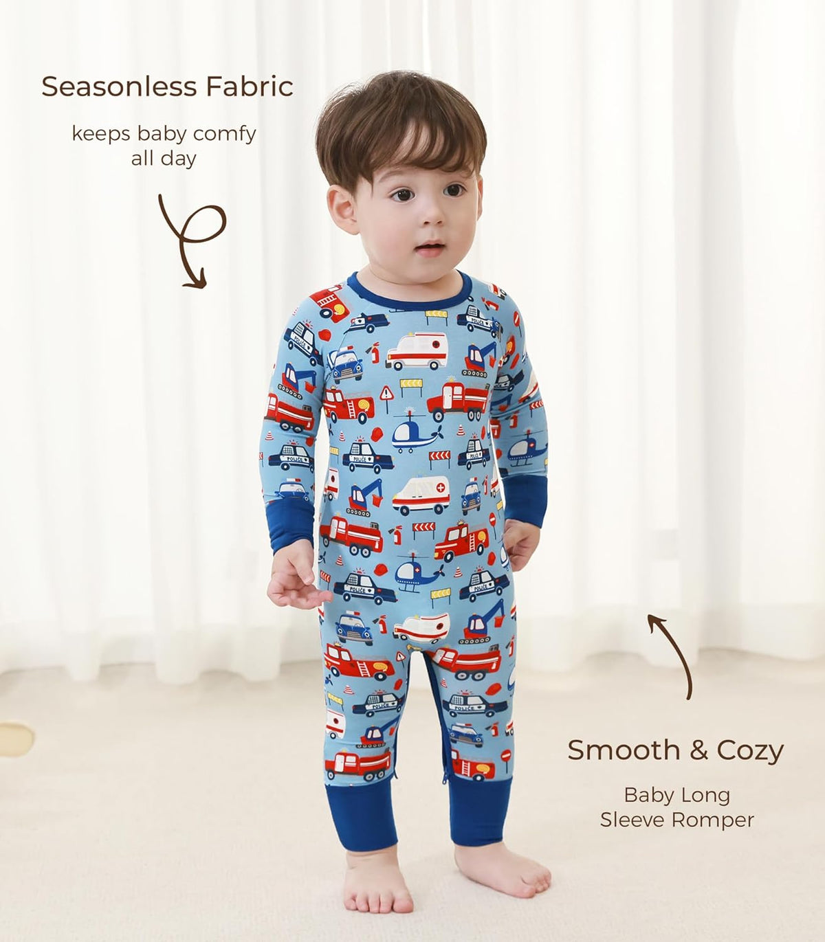 Baby Boys Girls Romper Long Sleeve Jumpsuits Infant Unisex One-Piece Bamboo Viscose Zipper Mitten