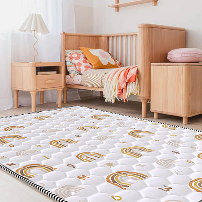 Boho Rainbow Baby Play Mat 50" X 50" Playpen Mat Thicken One-Piece Baby Crawling Mat Non-Slip