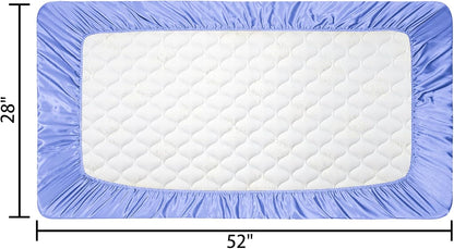 2 Pack Satin Soft Crib Sheet for Baby with Sensitive Hair Silky Baby Mattress Sheet Blue and Green