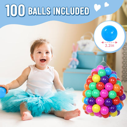 Wilwolfer Foam Ball Pit for Toddlers with 100 Balls, Large Baby Ball Pit for Babies with Soft