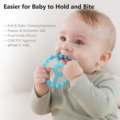 3 Pack Ring Teether Baby Infant Toys, Silicone Teething Ring Toys for Babies 0-6 Months, Seposeve
