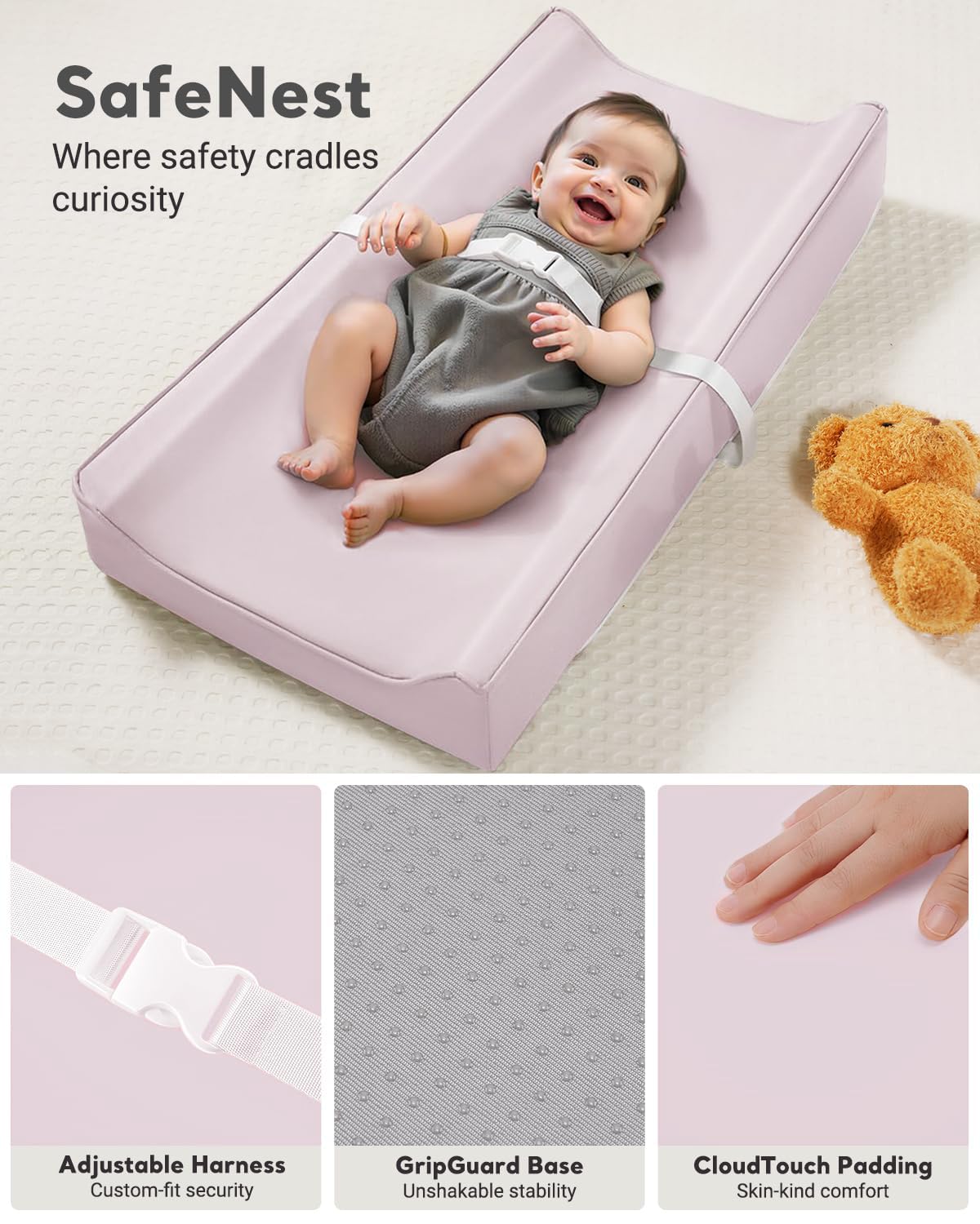 Vegan Leather Waterproof Baby Changing Pad - Wipeable, Extra Thick & Portable & Non-Slip Diaper Mat
