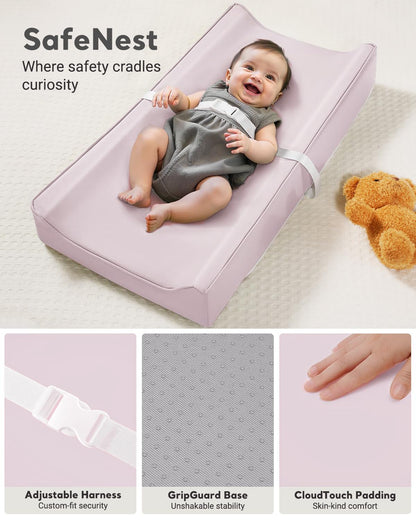 Vegan Leather Waterproof Baby Changing Pad - Wipeable, Extra Thick & Portable & Non-Slip Diaper Mat