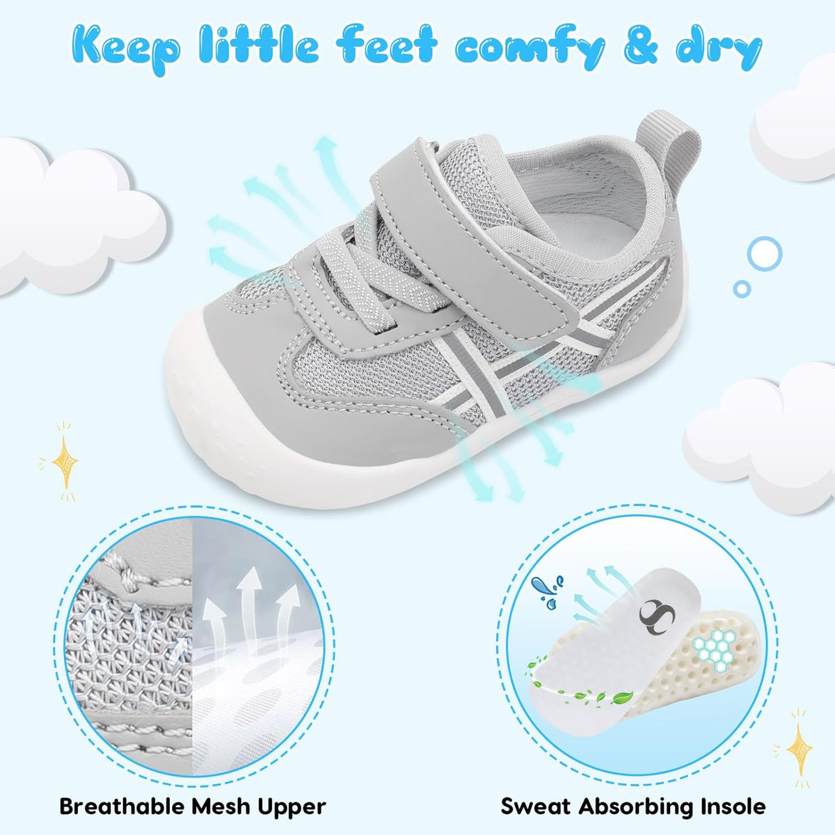 Scurtain Baby Shoes Boy Girl First Walking Shoe Infant Crib Breathable Sneakers Lightweight