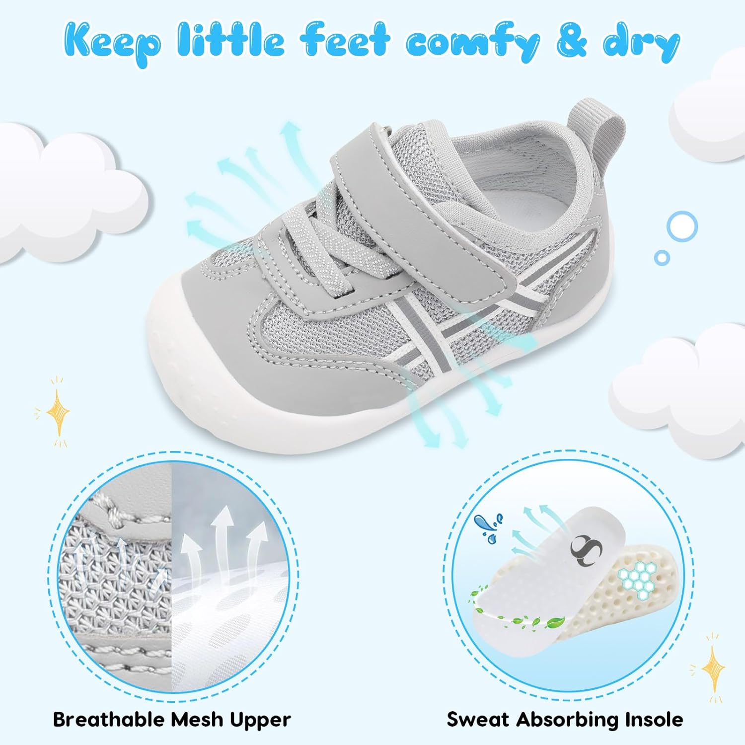 Scurtain Baby Shoes Boy Girl First Walking Shoe Infant Crib Breathable Sneakers Lightweight