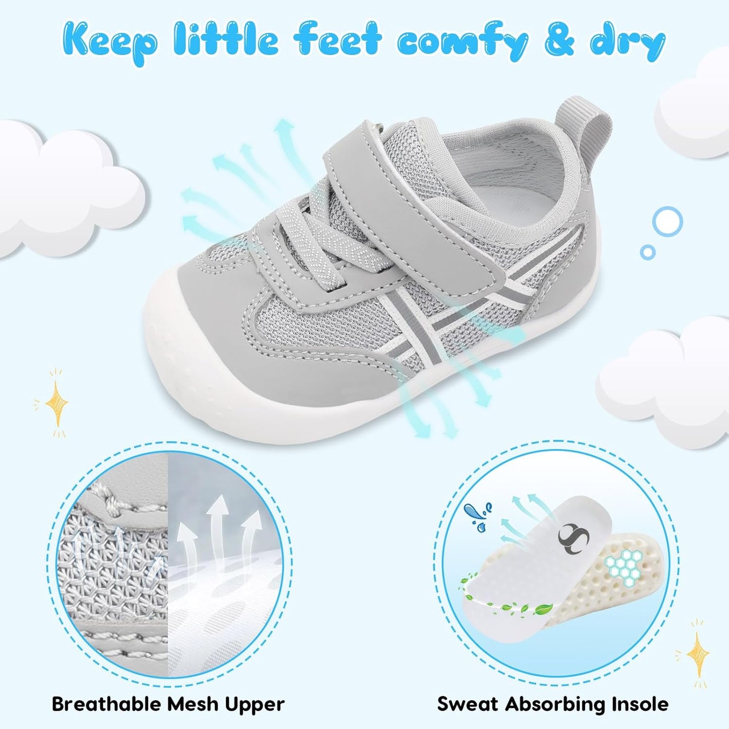 Scurtain Baby Shoes Boy Girl First Walking Shoe Infant Crib Breathable Sneakers Lightweight