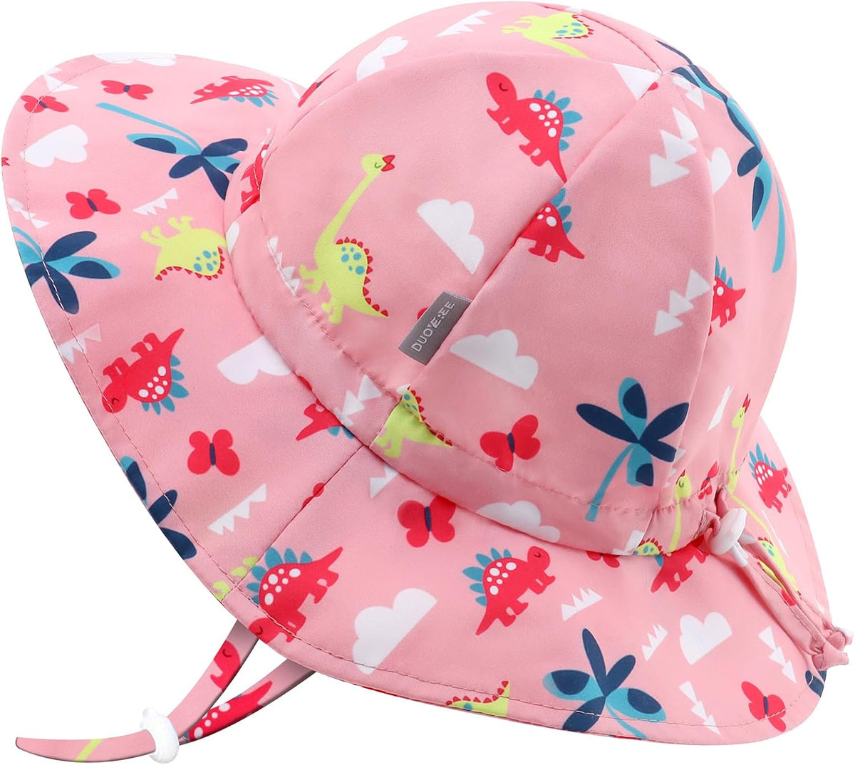 UPF 50+ Baby Bucket Hat - Wide Brim Sun Protection Beach Cap for Girls - Cute & Adjustable Toddler