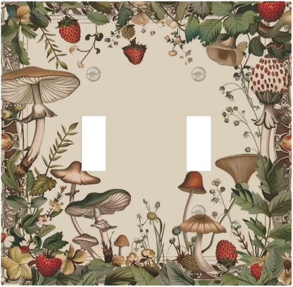 Decorative Switch Covers Plate Rustic Mushroom Garden Red Strawberry 2 Gang Wall Plate Unique