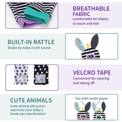 Wrist Rattles for Babies Rattle Socks Wrist Strap Rattles Set Cartoon Socks Cute Animal Baby