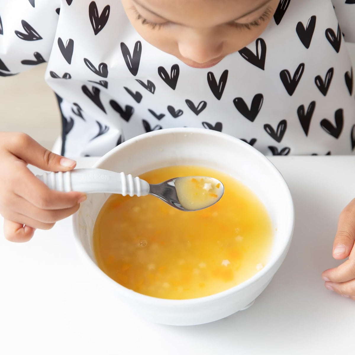 Bumkins Toddler Utensils, Kids Size Fork and Spoon Set, Silicone and Stainless-Steel Training