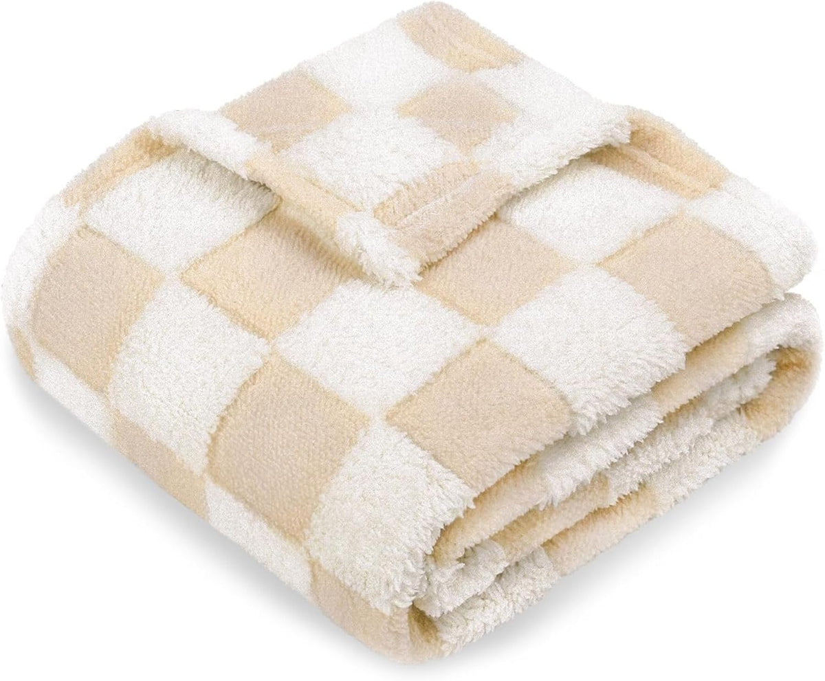 HOMRITAR Baby Blanket for Unisex Soft Cozy Reversible Checkerboard Toddler Blankets, Fluffy Fuzzy