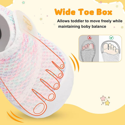 FEETCITY Baby First Walking Shoes Wide Baby Shoes Infant Sneakers Newborn Crib Shoe Barefoot
