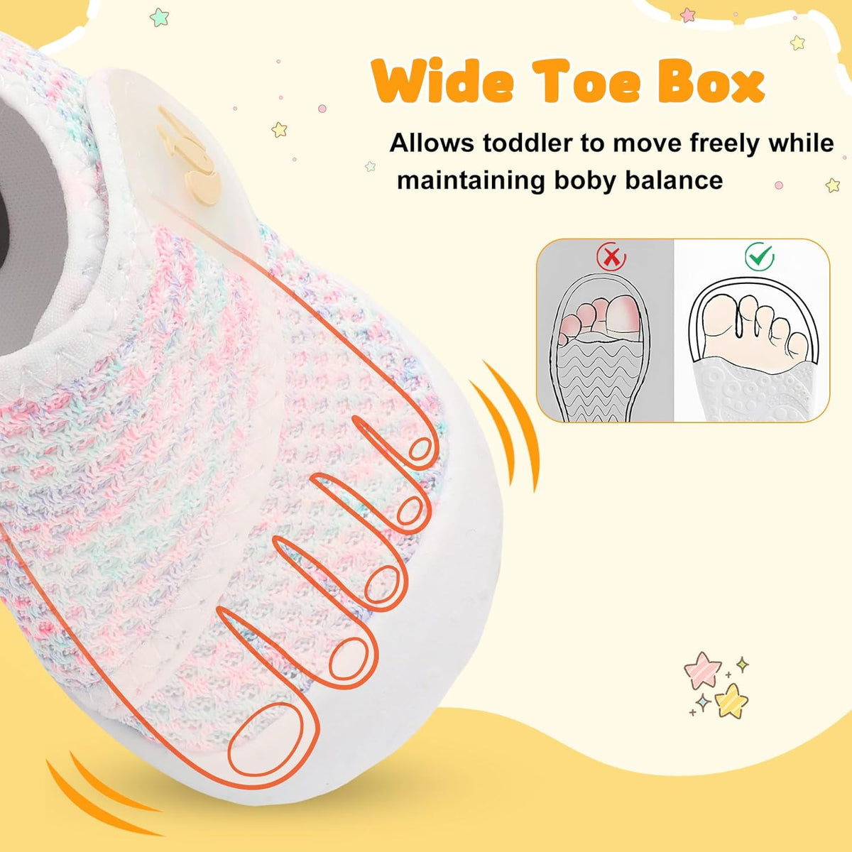 FEETCITY Baby First Walking Shoes Wide Baby Shoes Infant Sneakers Newborn Crib Shoe Barefoot