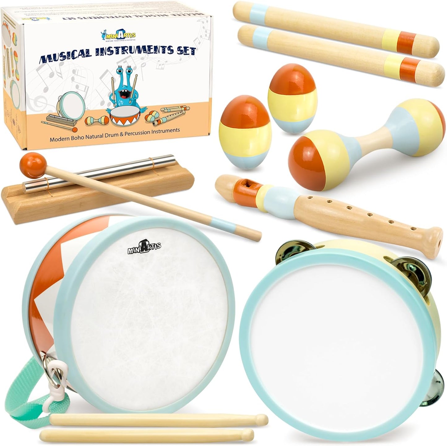 MINIARTIS Toddler Musical Instruments - Montessori Wooden Musical Toys for Toddlers 1-3 | Modern