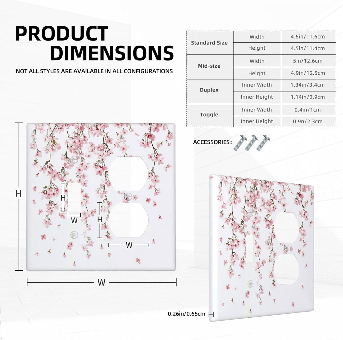 Wallplates Sakura Plant Floral Pink Flowers 1 Toggle 1 Duplex Switch Plate Electrical Gfci