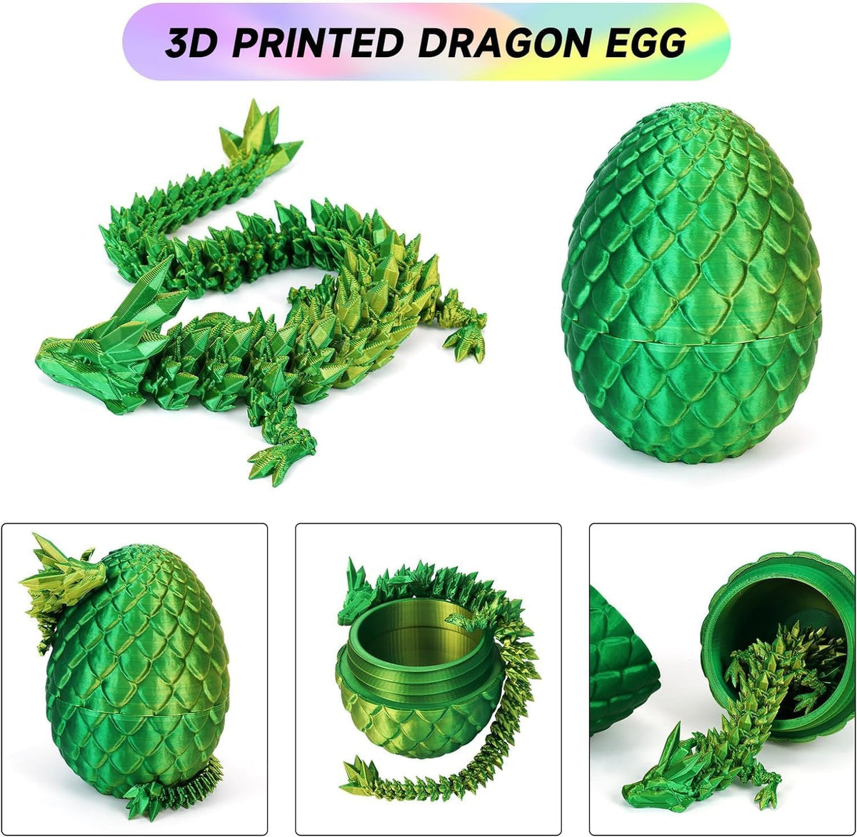 4PCS 3D Printed Dragon Eggs with Dragon Inside Articulated Crystal Dragon Mystery Dragon Egg Fidget