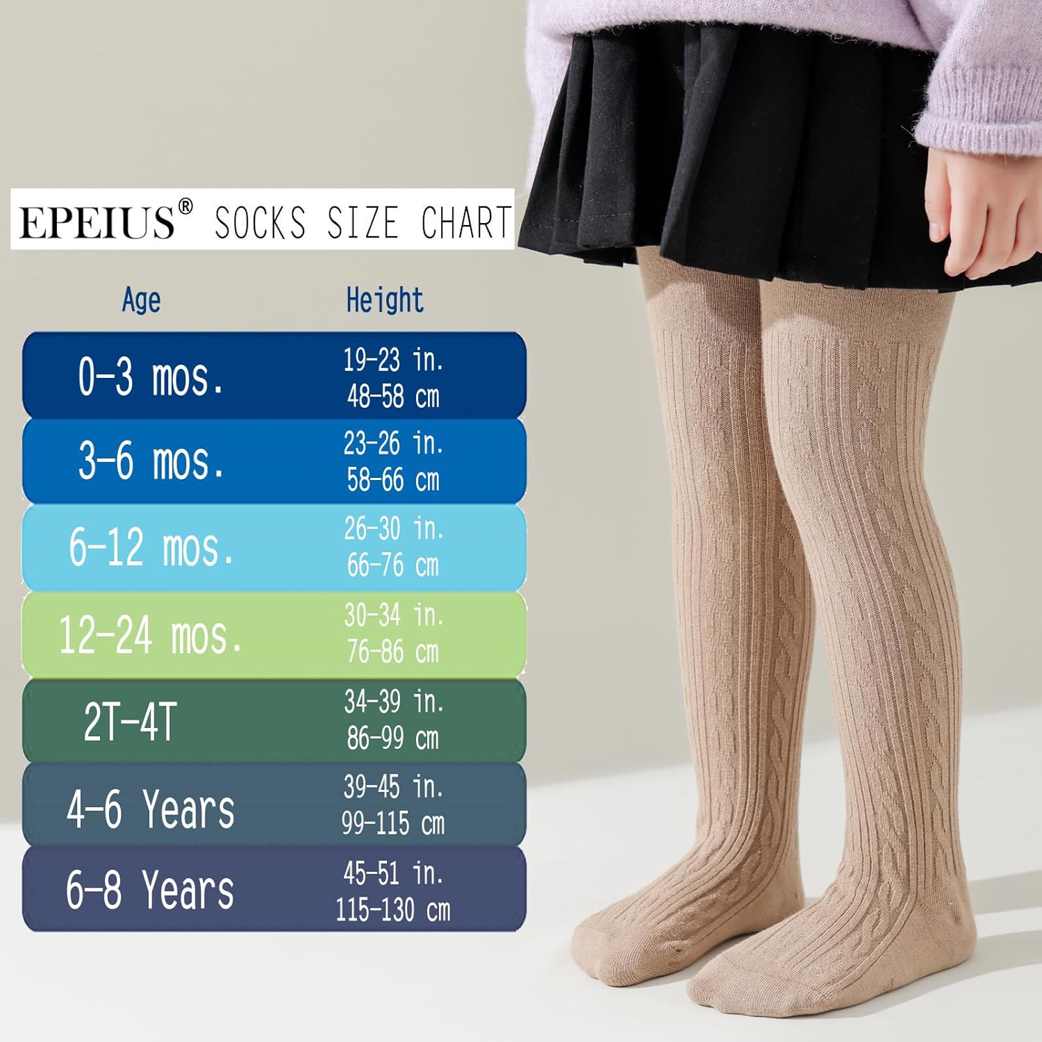 EPEIUS Baby Girl Tights Thick Cable Knit Leggings Stockings Cotton Pantyhose for Newborn Infant
