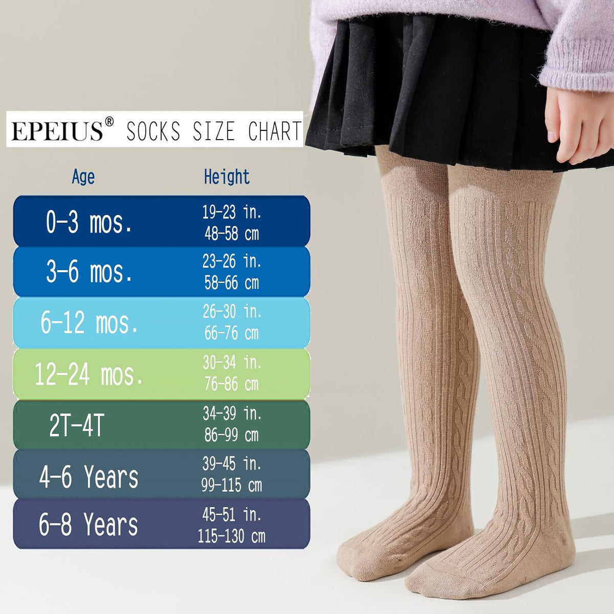 EPEIUS Baby Girl Tights Thick Cable Knit Leggings Stockings Cotton Pantyhose for Newborn Infant