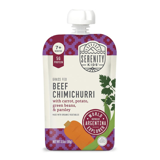 Serenity Kids 7+ Months Baby Food Puree Pouches Beef Chimichurri - Ethically Sourced Meat & Organic