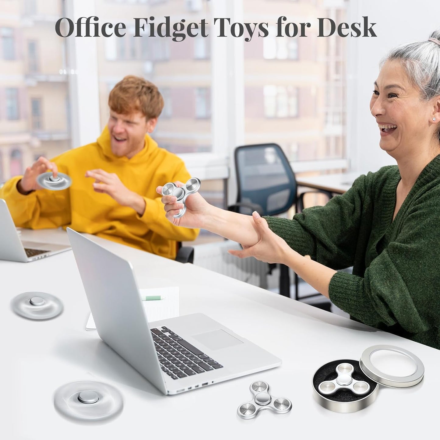 Metal Fidget Spinner for Adults, Silent Sensory Fidget Toys Adults Hand Spinners for ADHD Anxiety
