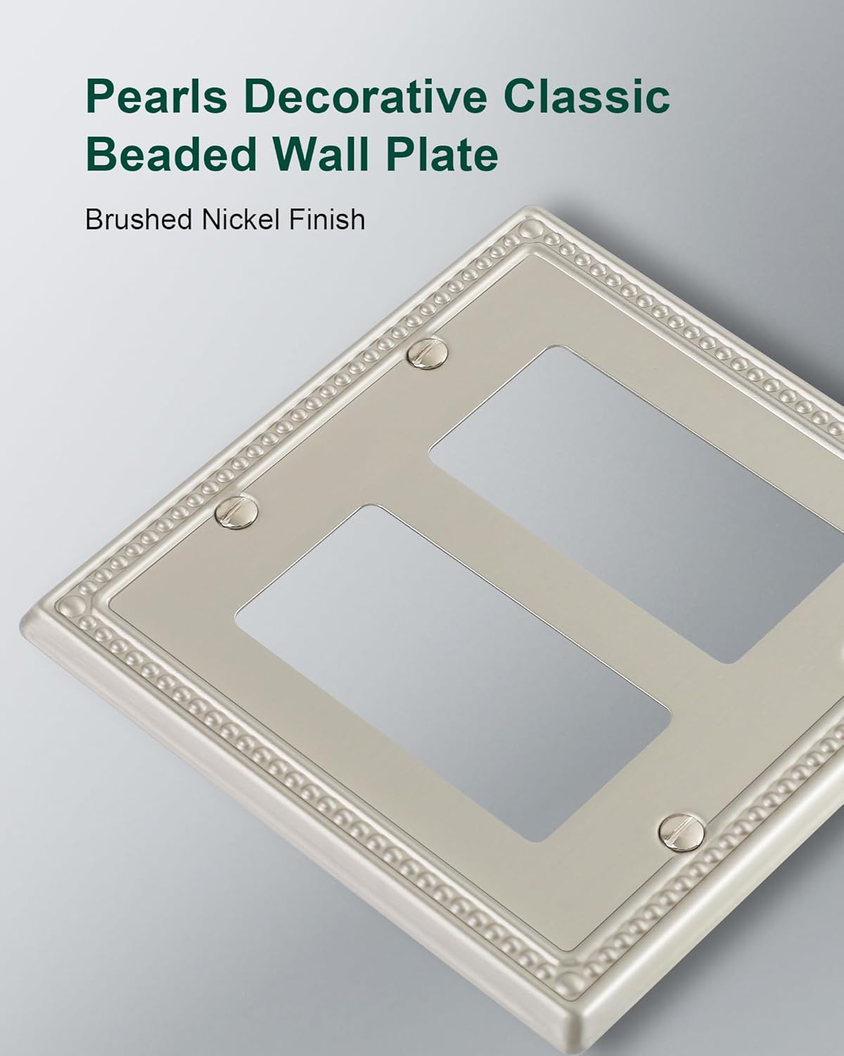 2-Pack Double Decorator Outlet Cover Plate, Pearls Decorative Switch Plates and Outlet Covers, 2