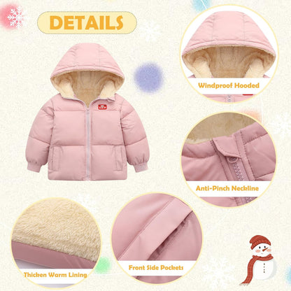 UNICOMIDEA Baby Winter Coat with Hooded Toddler Boys Girls Puffer Jackets for 12M-5T