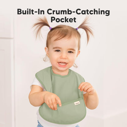 3-Pack Waterproof Baby Bibs for Eating - Lightweight Toddler Feeding Bibs with Large Food Catcher