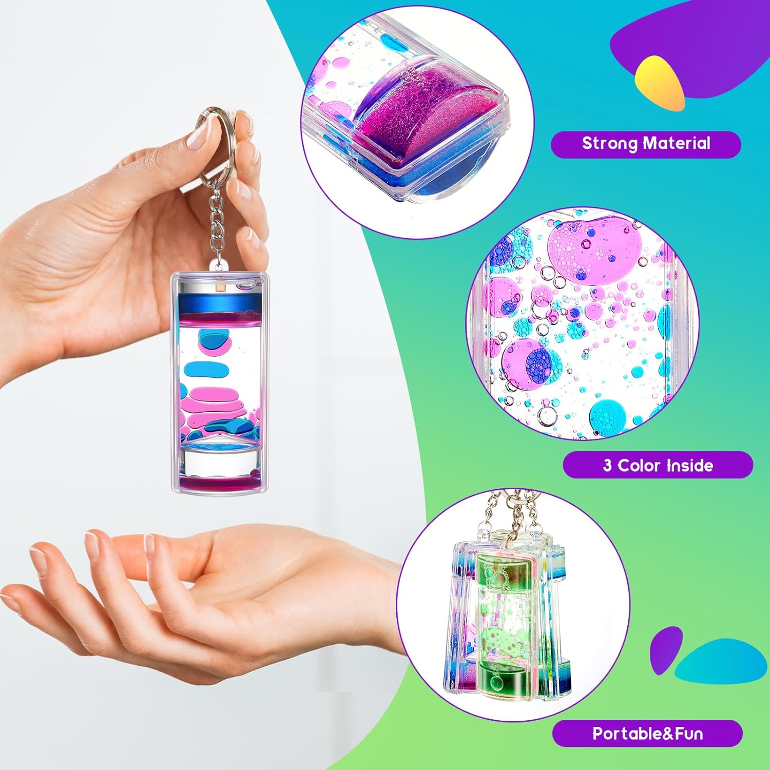 12 Pcs Liquid Motion Bubbler Keychains, Liquid Motion Bubbler Sensory Toys Liquid Keychain Fidget