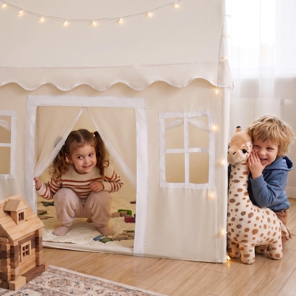 Tiny Land Kids Play Tent with Padded Mat & LED Lights, Ages 3+