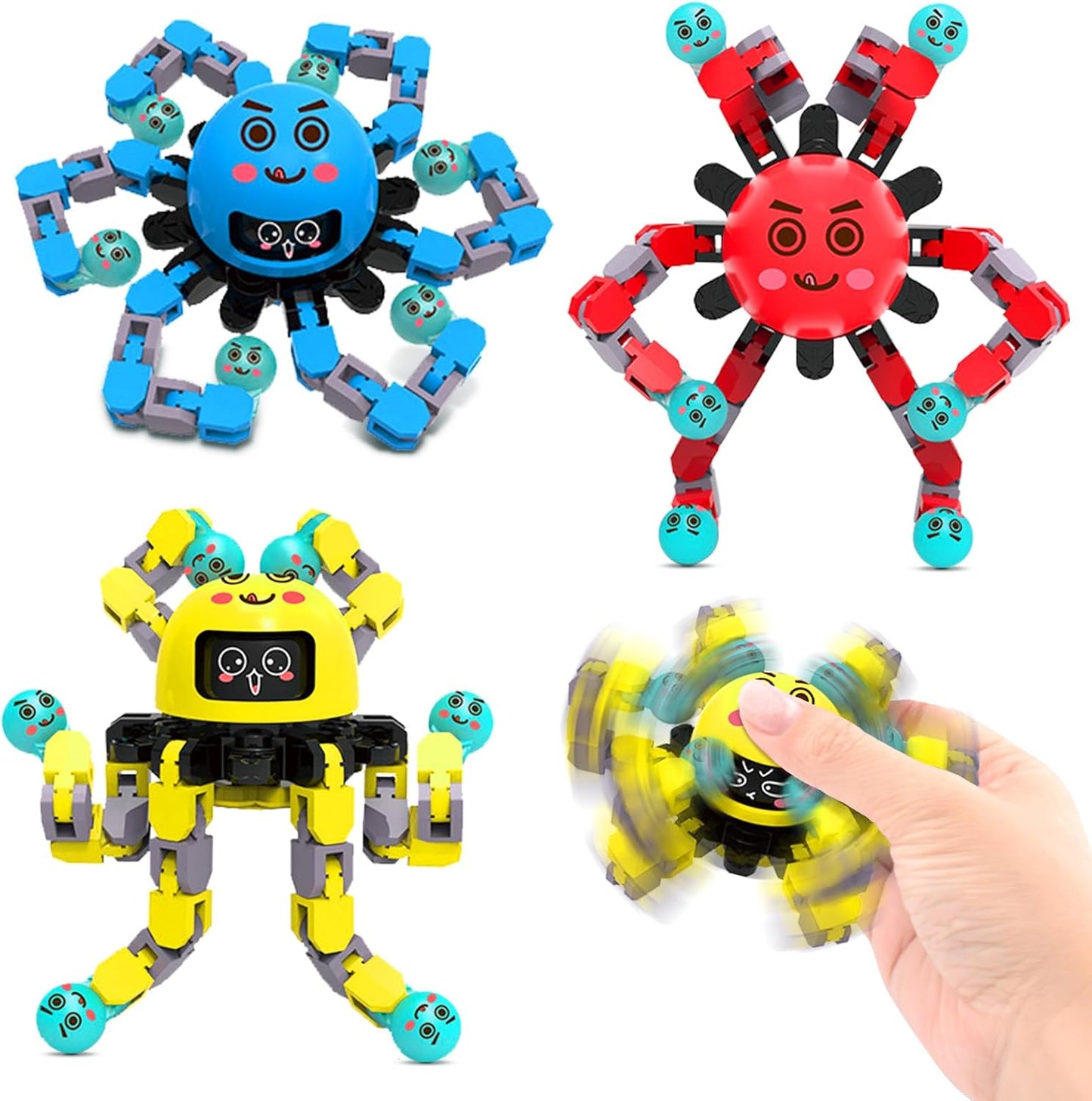 Transformable Fidget Spinner Toys for Kids & Adults,3 PCS Fidget Toys for Teens Anxiety,Sensory