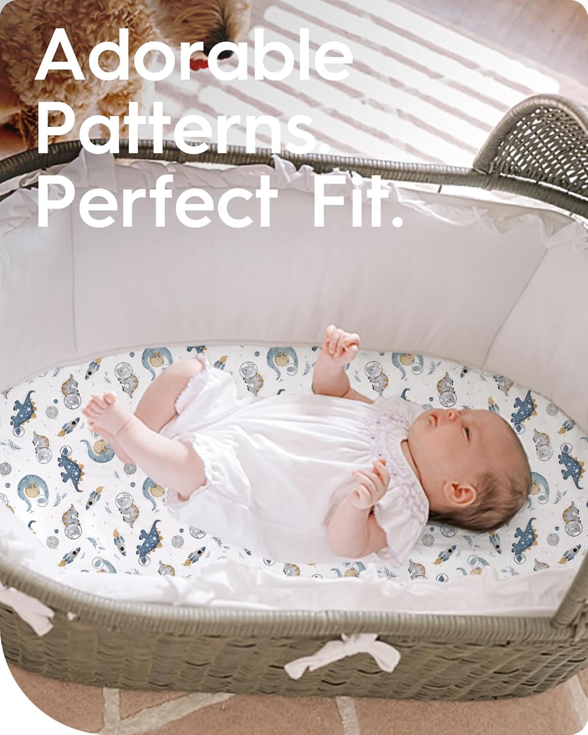 Bassinet Sheets for Baby Boy Girl, TotBasic Buttery Soft Universal Bassinet Fitted Sheet