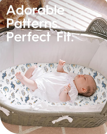 Bassinet Sheets for Baby Boy Girl, TotBasic Buttery Soft Universal Bassinet Fitted Sheet