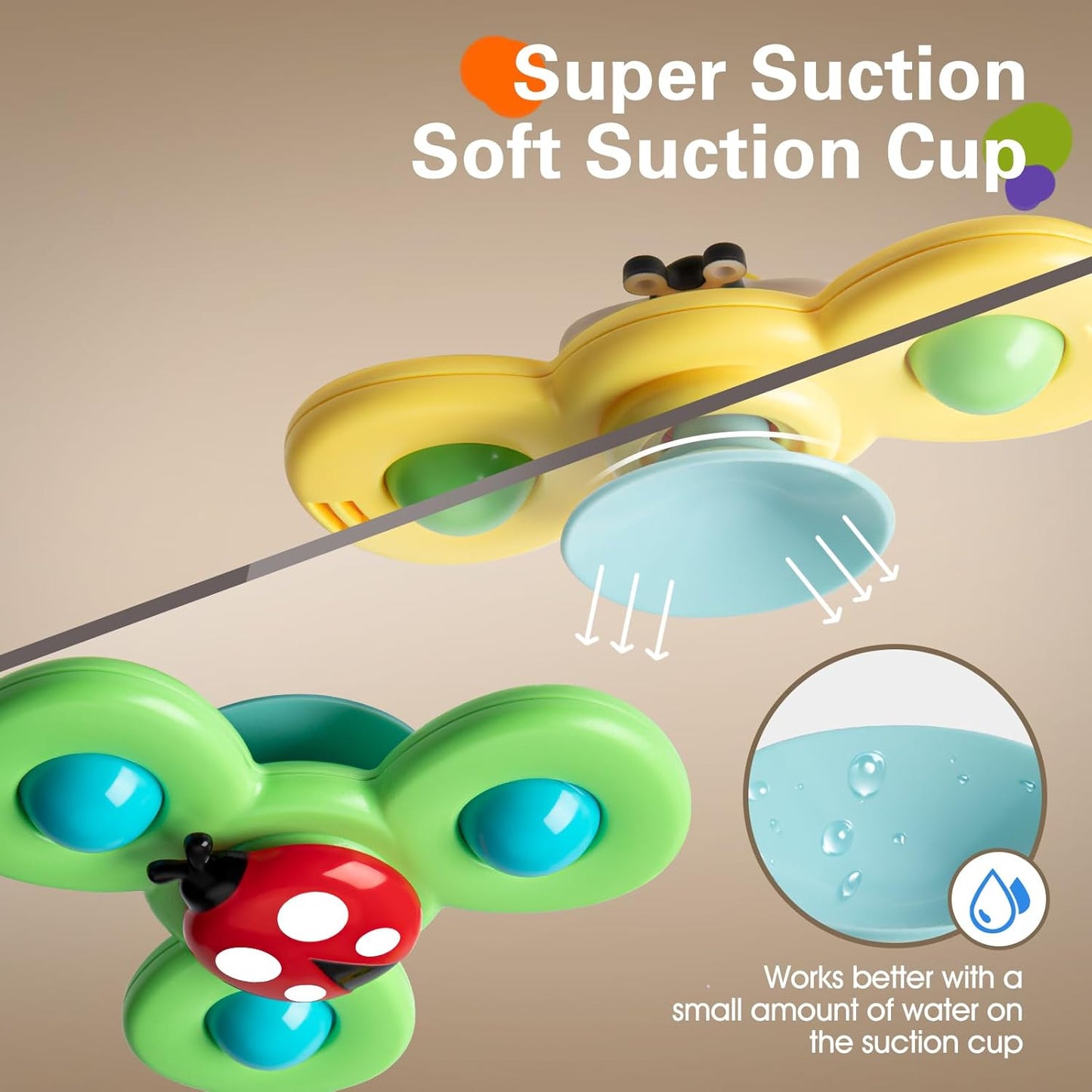 3PCS Suction Cup Spinner Toys for 1 2 Year Old Boys Spinning Toys 12-18 Months Sensory Toys for