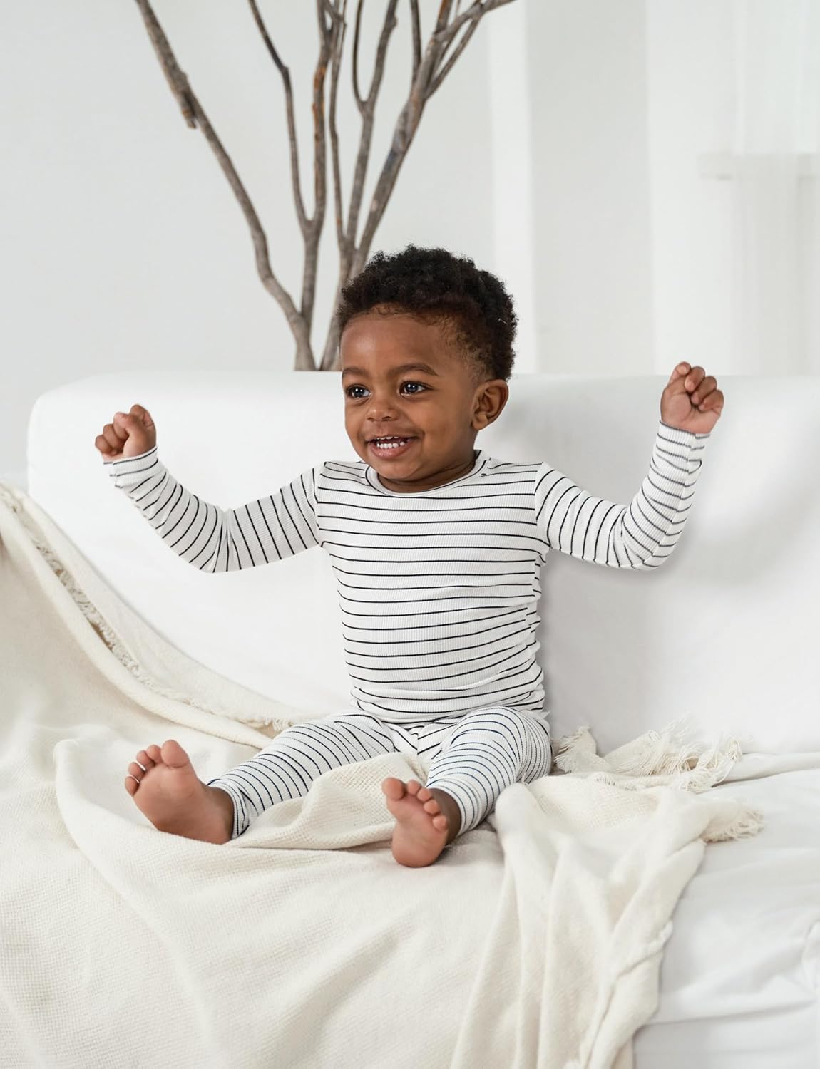 AVAUMA Stripe Pattern Baby Boys Girls Pajama Set Kids Toddler Snug fit Ribbed Sleepwear pjs for