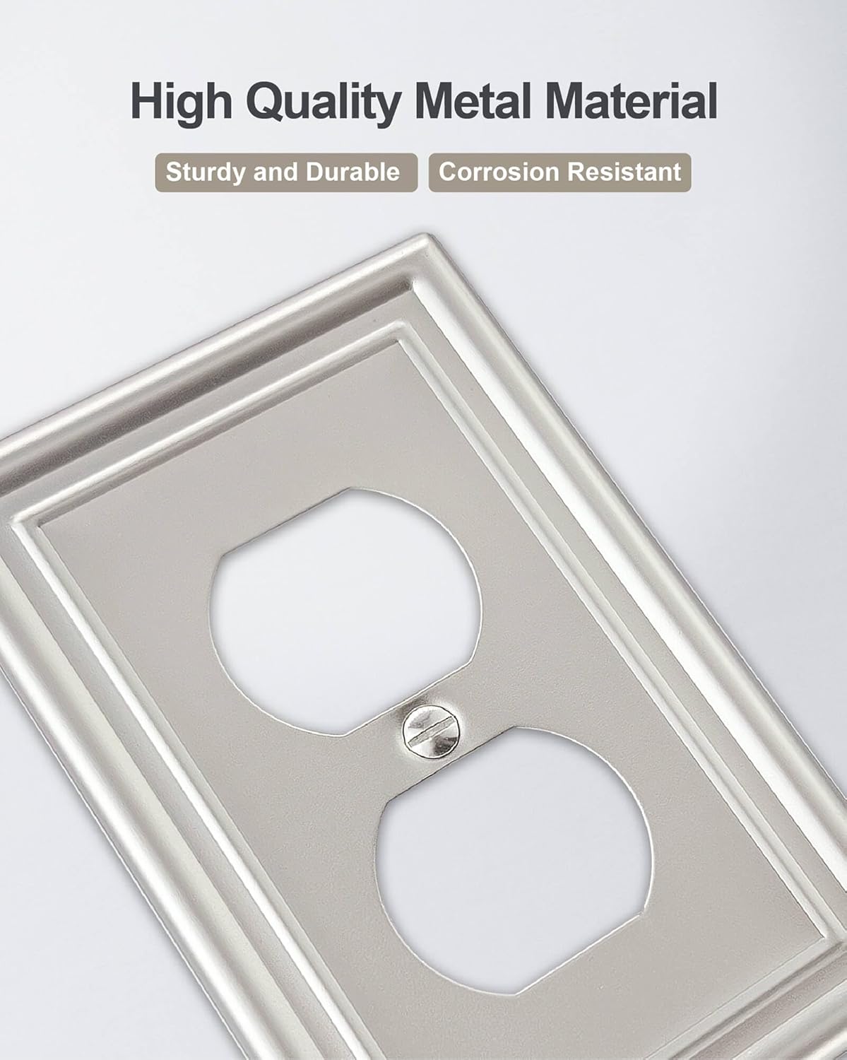 6-Pack Satin Nickel Outlet Cover, Single Duplex Wall Plate for Electrical Outlet, Light Switch