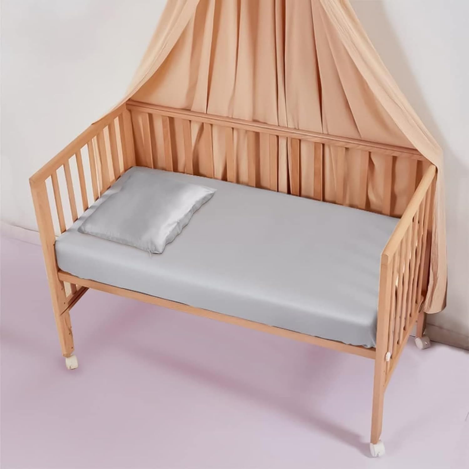 Organic Silk Baby Pillowcase with Zipper, Small 10"x13" Pillow Cover for Boys & Girls, Ideal for