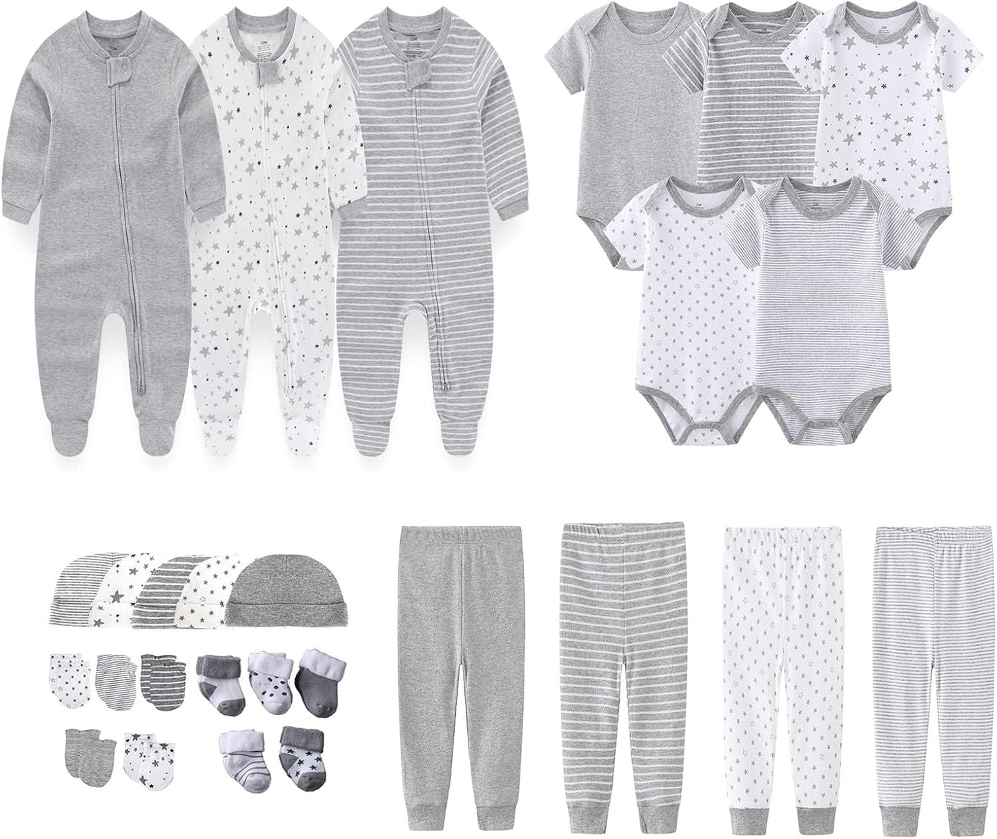 Newborn Layette Gift Set 27-Piece Baby Girl Clothes Bodysuits, Pants Essentials and Accessories