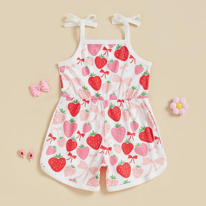 WZTYYDS Toddler Baby Girl Summer Clothes Floral Romper Tie-Up Strap Halter Jumpsuit Infant Summer