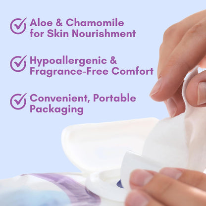 Nurture XL Antibacterial Body & Hand Wipes | Alcohol-Free Antiseptic Wet Sanitizer Towelettes for