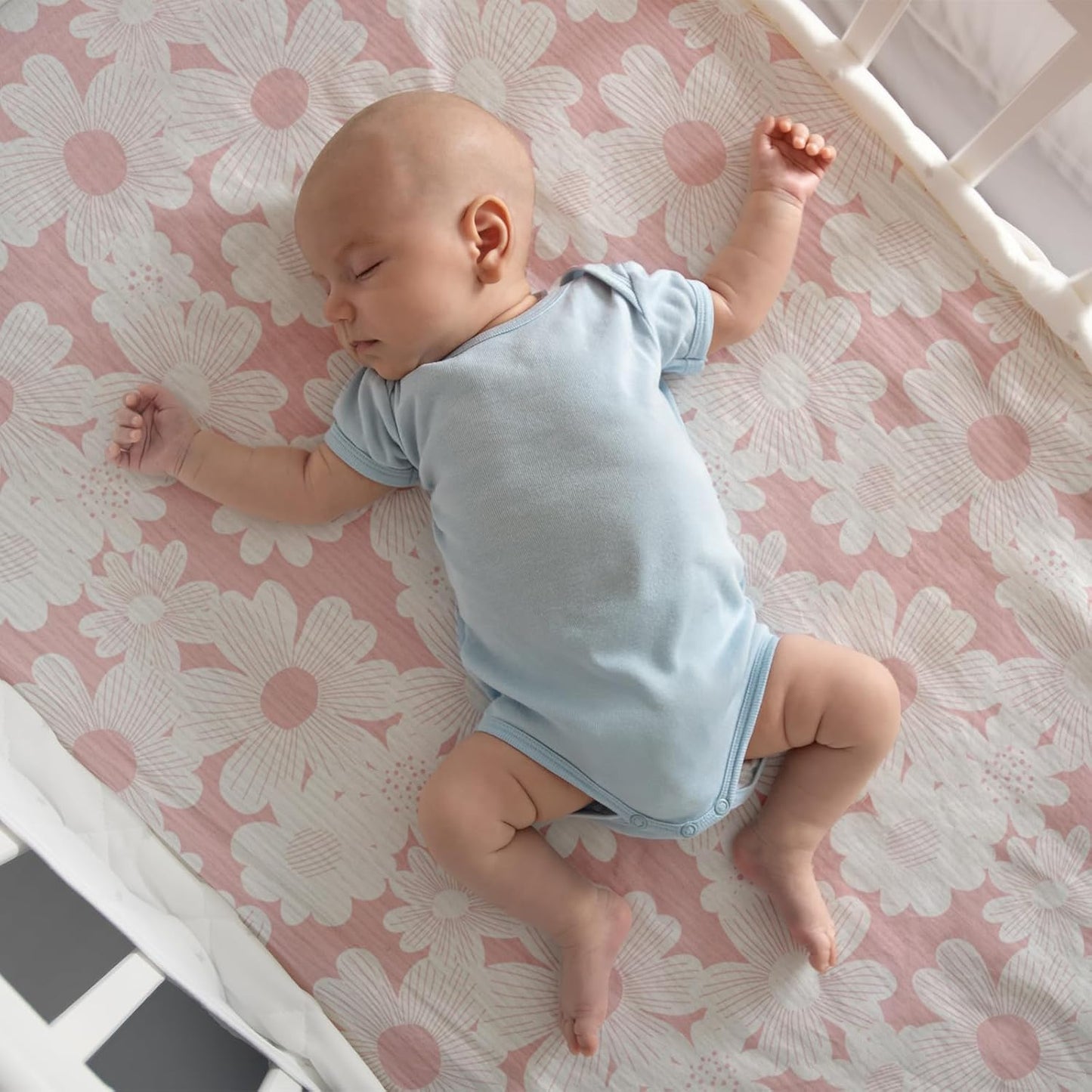 Gllquen Baby Muslin Mini Crib Sheets 3 Pack, Breathable Pack and Play Sheets Fitted Soft Cozy